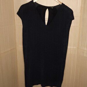 Warehouse Black Blue Silky Soft Mixed Material Shirt Dress 10